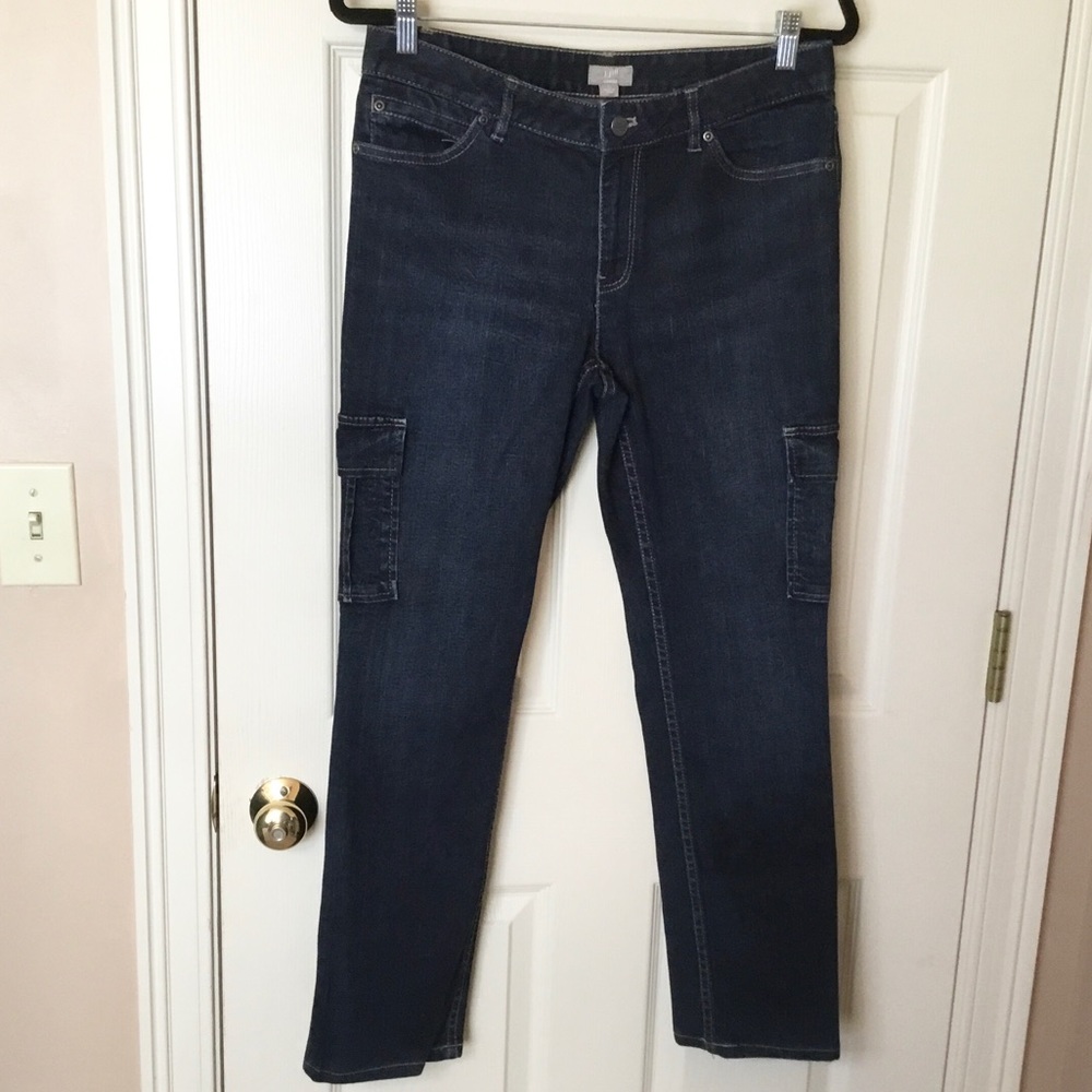 J. Jill Cargo Stretch Straight Side Pocket Jeans - Size 8